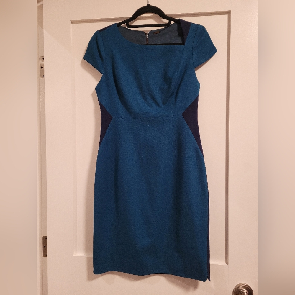 Satin-lined Blue Wool Dress